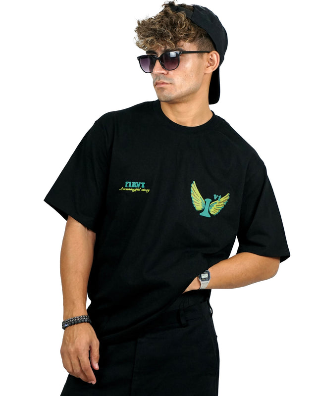 ROSE WINGS BLACK T-SHIRT