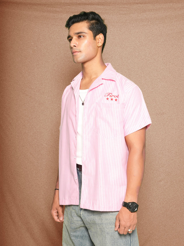 FIRVT STAR PINK STRIPED SHIRT