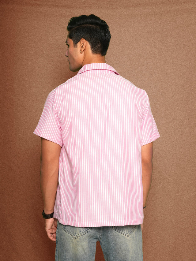 FIRVT STAR PINK STRIPED SHIRT