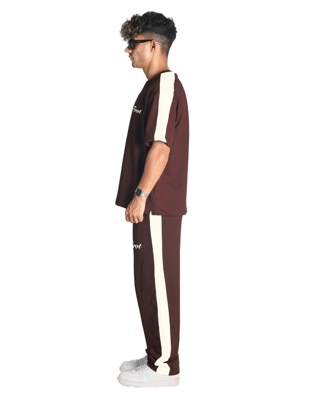 BROWN SIDE STRIPE CO-ORD SET