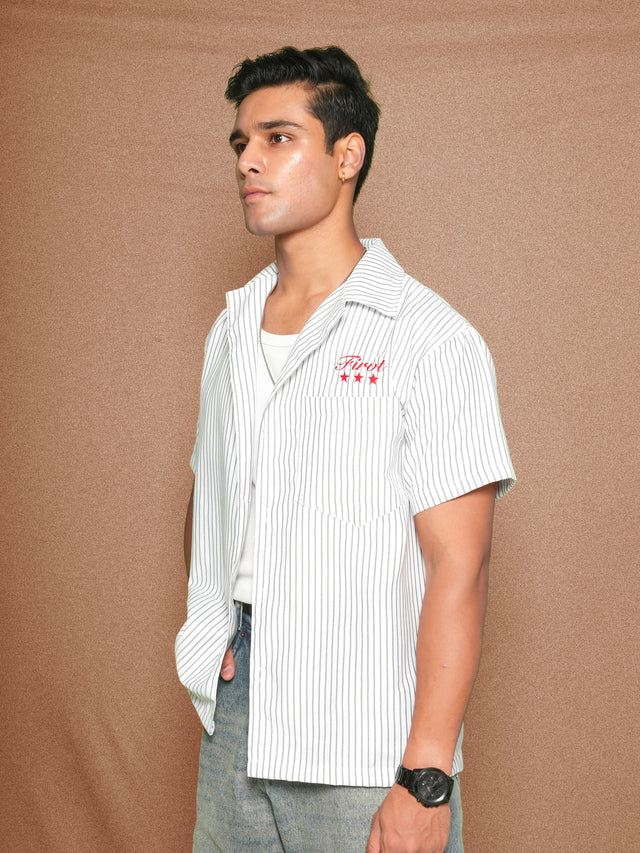 FIRVT STAR WHITE STRIPED SHIRT