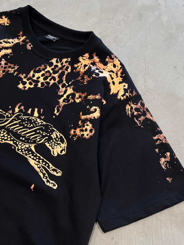 PANTHER PRINT BLACK T-SHIRT