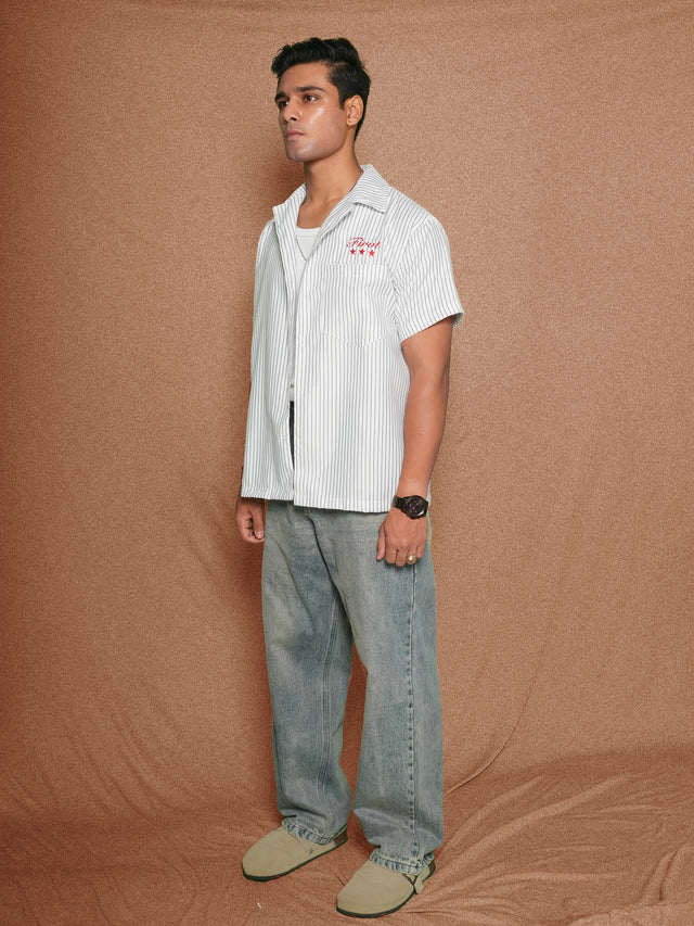 FIRVT STAR WHITE STRIPED SHIRT