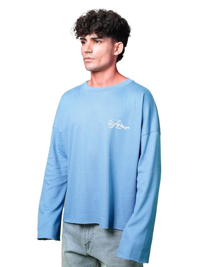FIRVT STUDIO BLUE WAFFLE T-SHIRT
