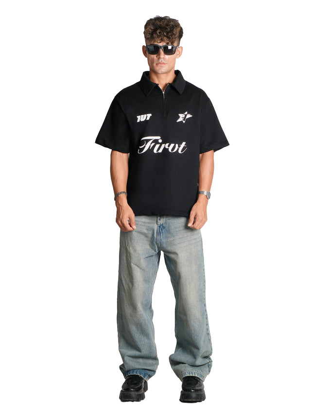 FIRVT EXISTS BLACK POLO