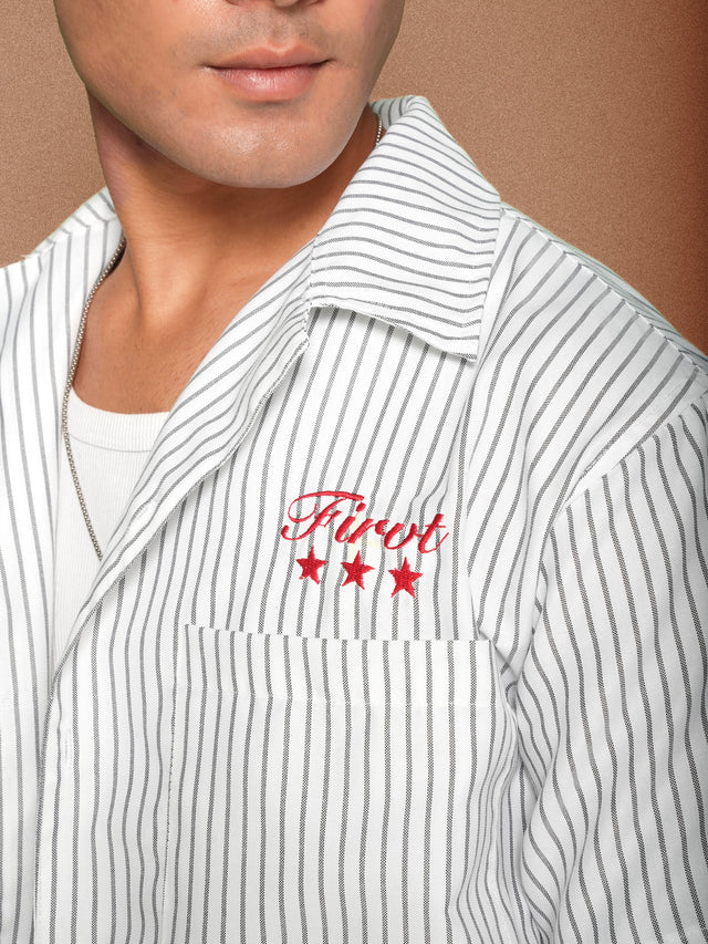 FIRVT STAR WHITE STRIPED SHIRT