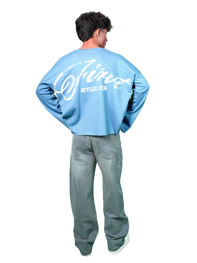 FIRVT STUDIO BLUE WAFFLE T-SHIRT