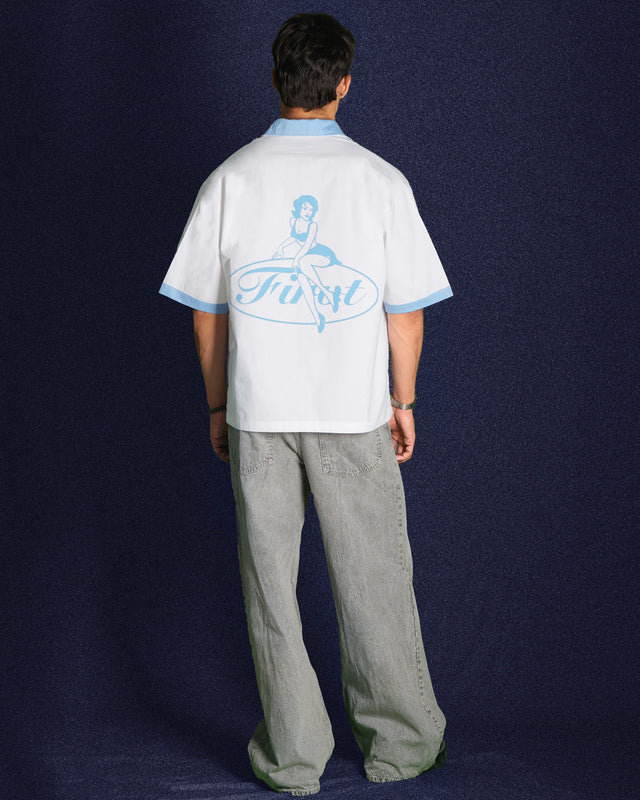 MISSCHIEF WHITE BOWLING SHIRT