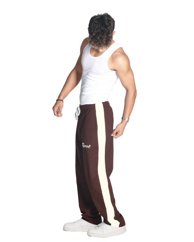 BROWN SIDE STRIPE SWEATPANTS