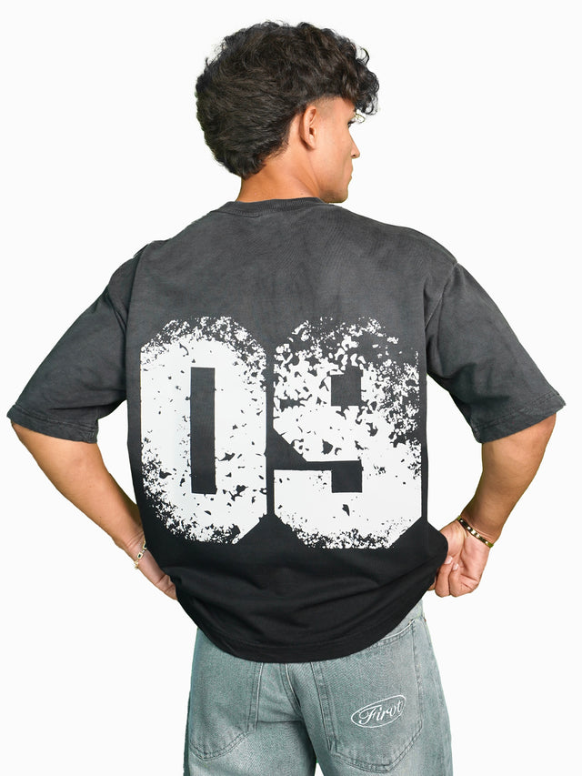 09 BLACK OMBRE WASHED T-SHIRT