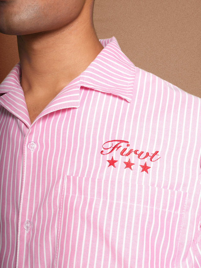 FIRVT STAR PINK STRIPED SHIRT