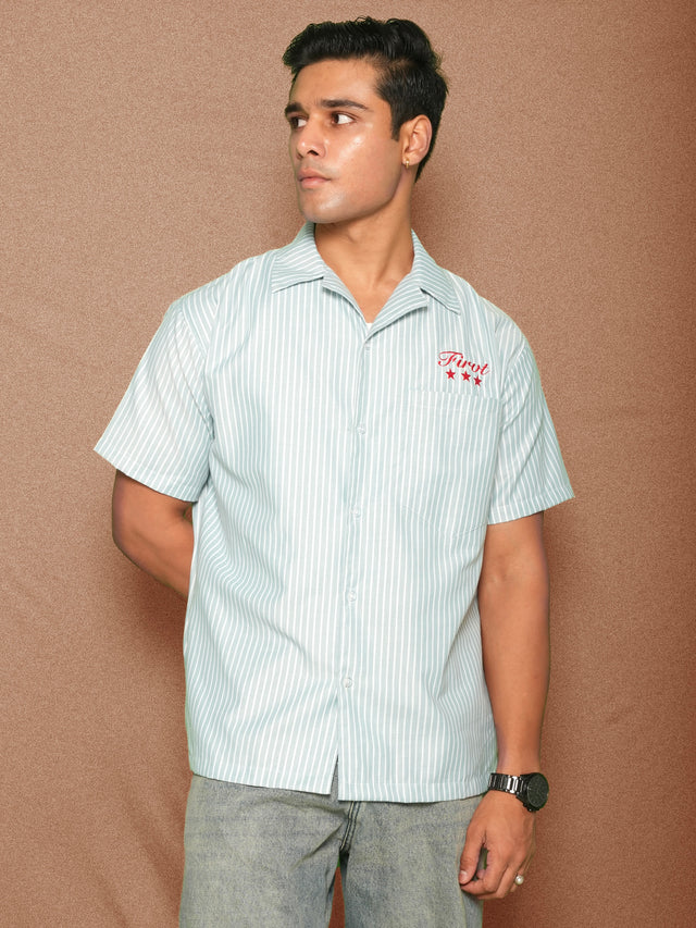 FIRVT STAR TEAL STRIPED SHIRT