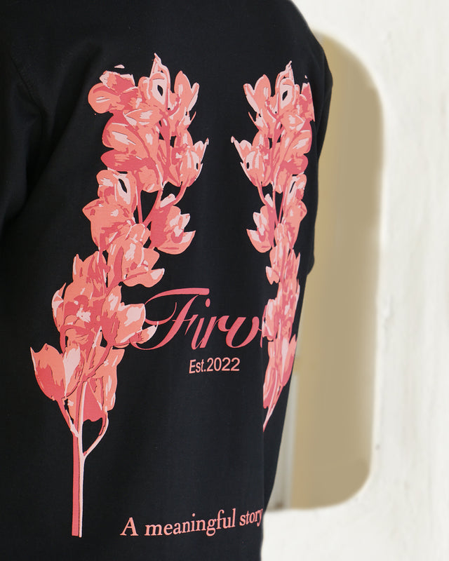 FIRVT FLORAL BLACK TSHIRT