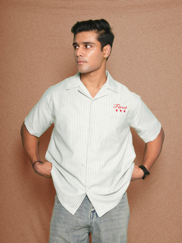 FIRVT STAR SAGE GREEN STRIPED SHIRT