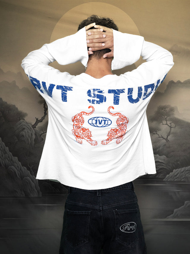 TWIN TIGERS WAFFLE FULL SLEEVE T-SHIRT