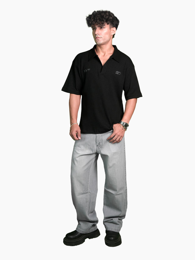 SIGNATURE RIB POLO BLACK