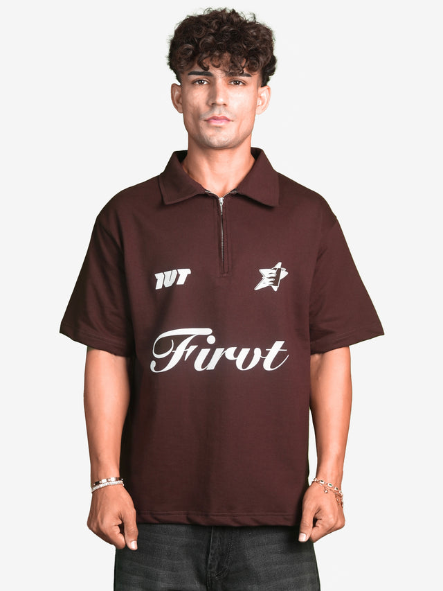 FIRVT EXISTS BROWN POLO