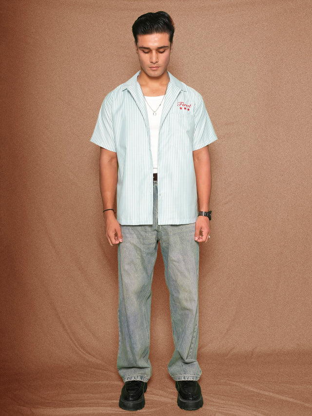 FIRVT STAR TEAL STRIPED SHIRT