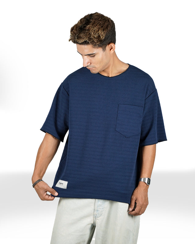 FIRVT PLEATED BLUE TSHIRT