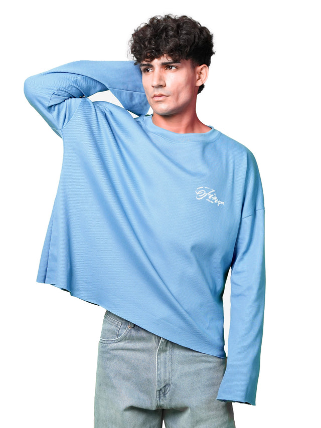 FIRVT STUDIO BLUE WAFFLE T-SHIRT