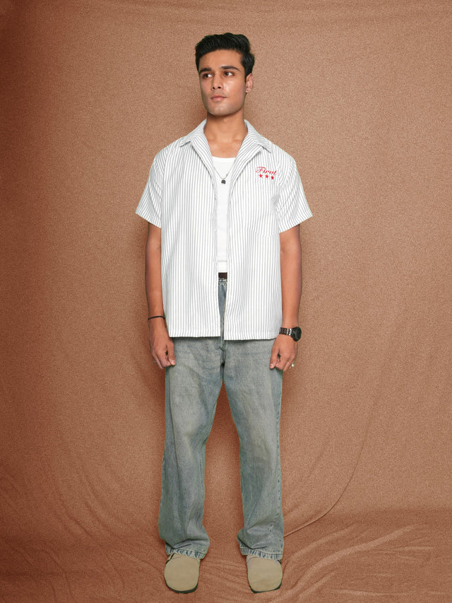 FIRVT STAR WHITE STRIPED SHIRT