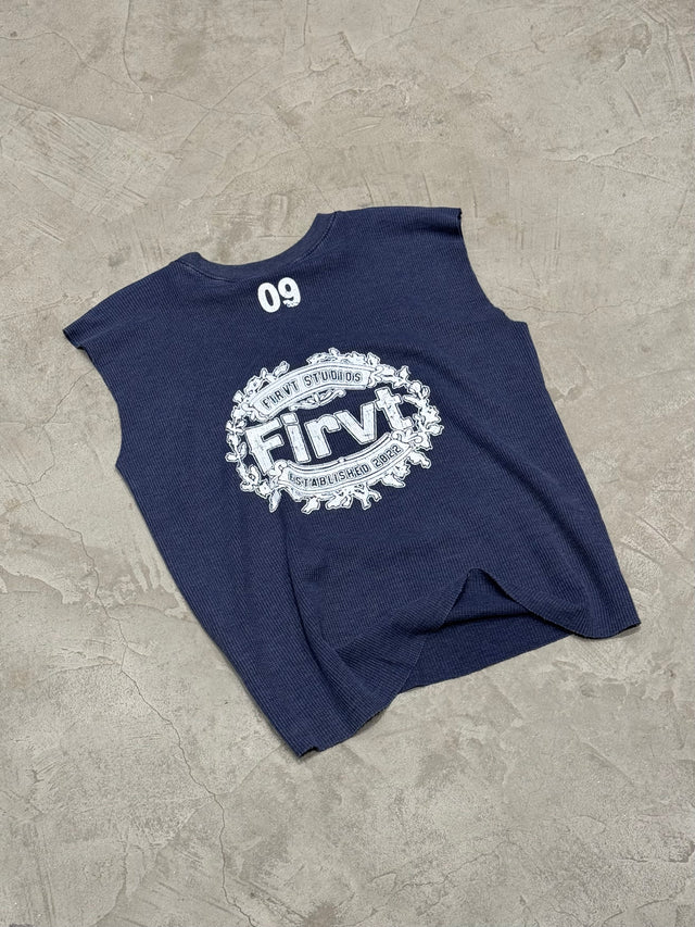 WASHED BLUE WAFFLE TANK