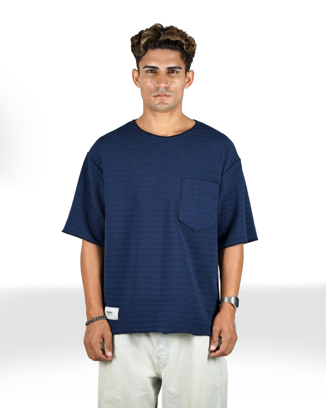 FIRVT PLEATED BLUE TSHIRT