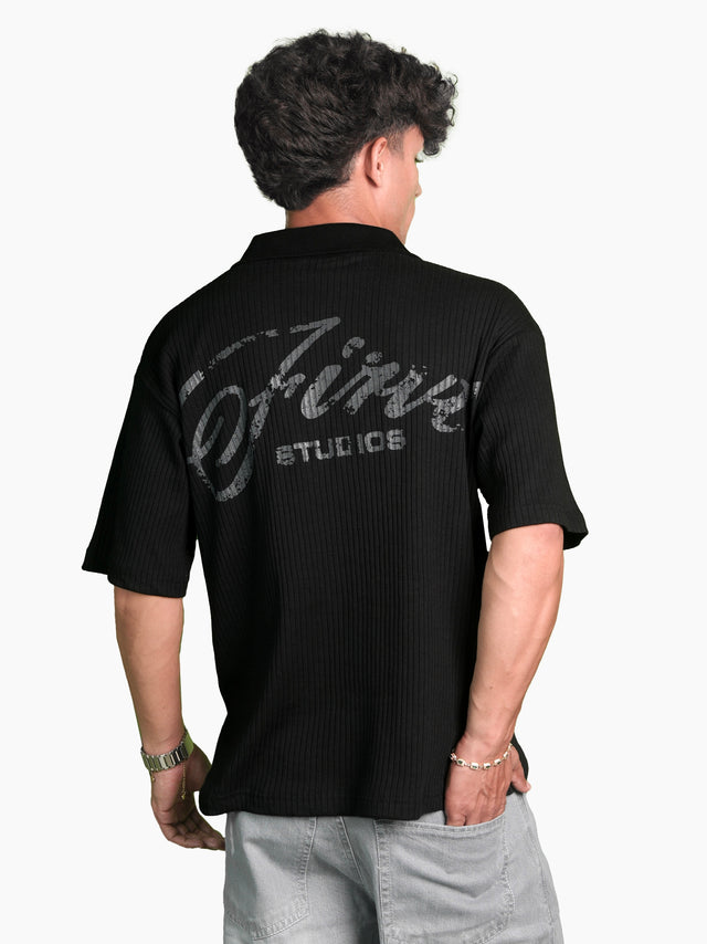 SIGNATURE RIB POLO BLACK