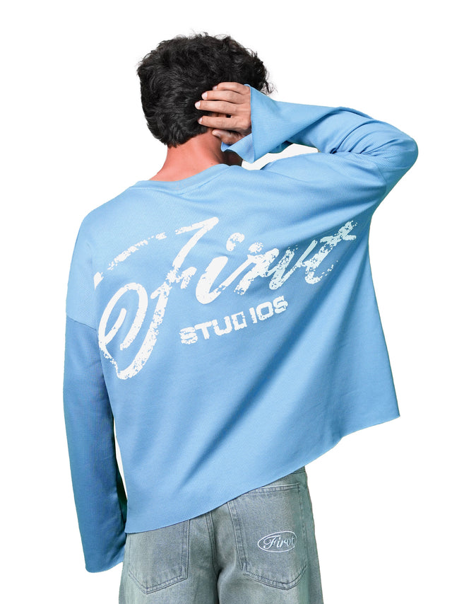 FIRVT STUDIO BLUE WAFFLE T-SHIRT