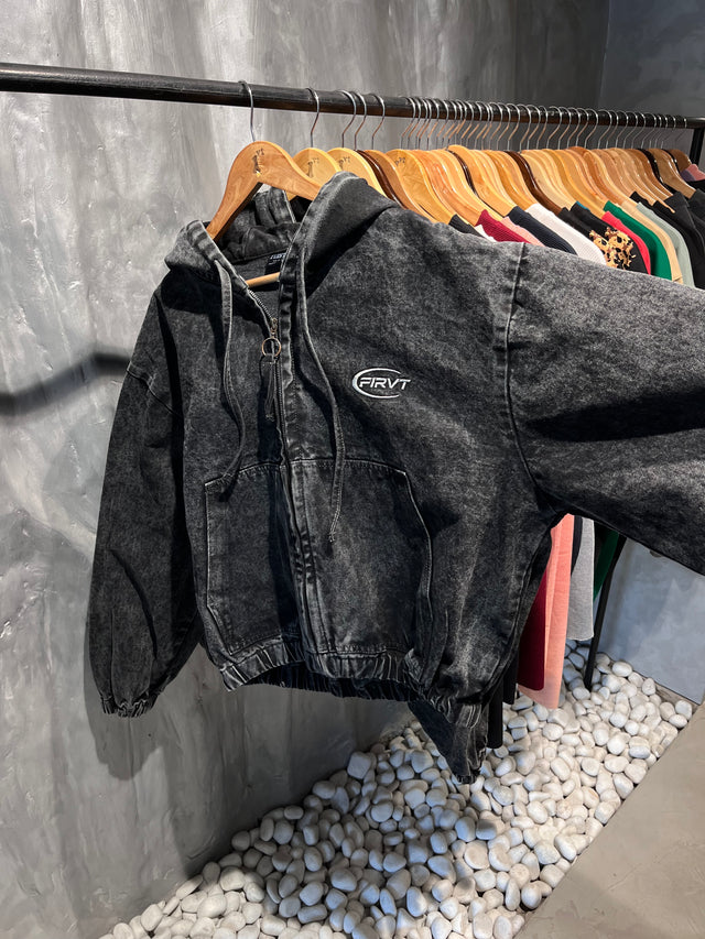 BLACK WASHED DENIM JACKET