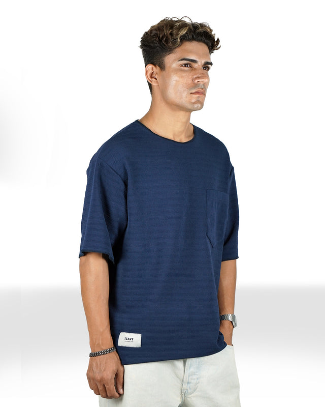 FIRVT PLEATED BLUE TSHIRT