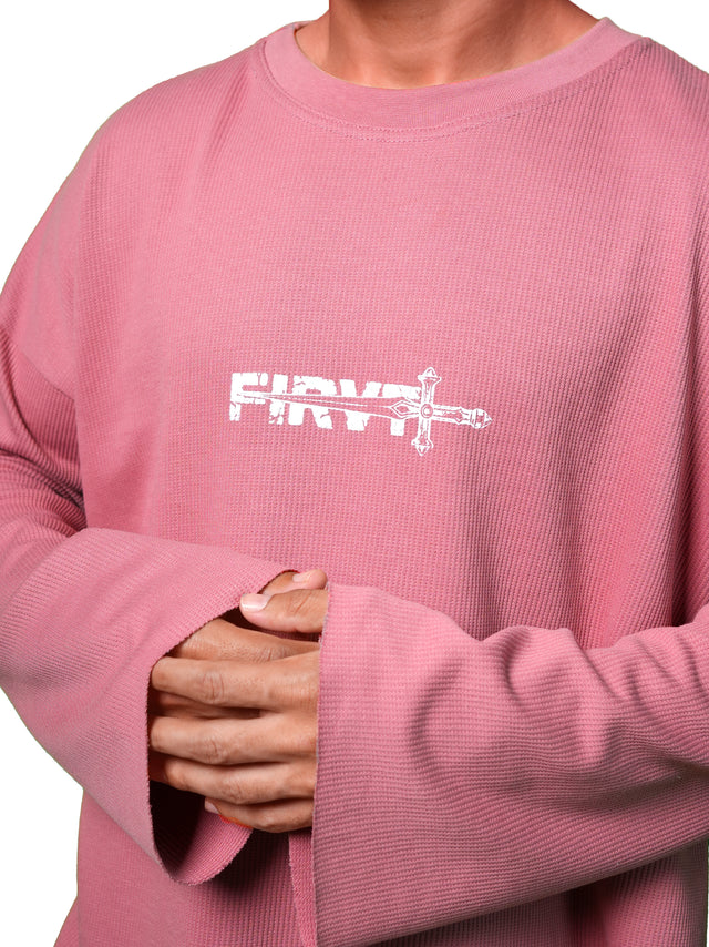 FIRVT SWORD DUSTY PINK WAFFLE T-SHIRT