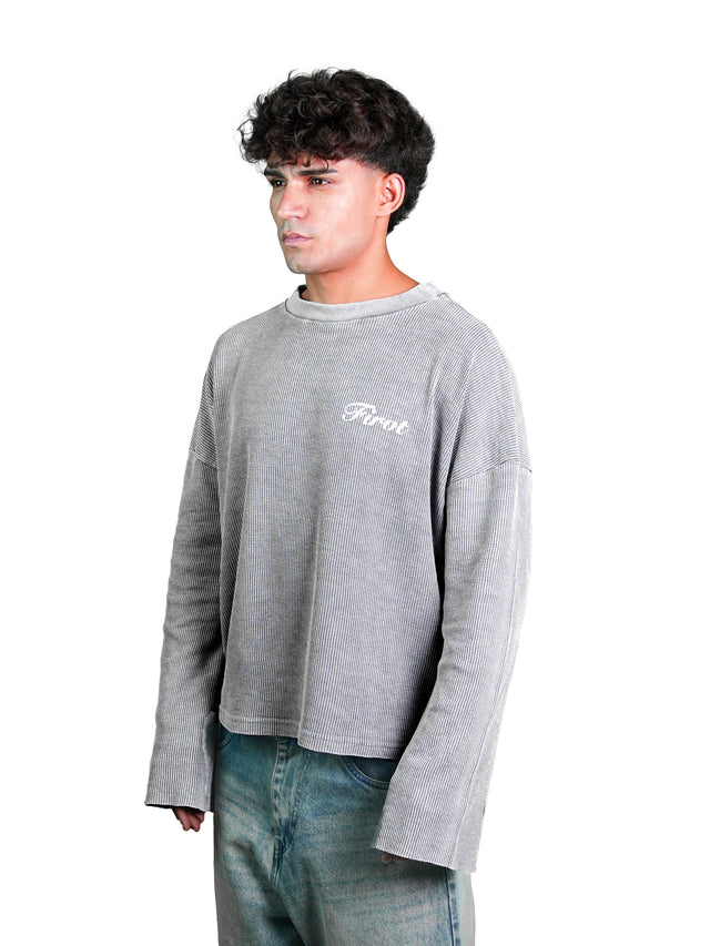 WASHED GREY WAFFLE T-SHIRT