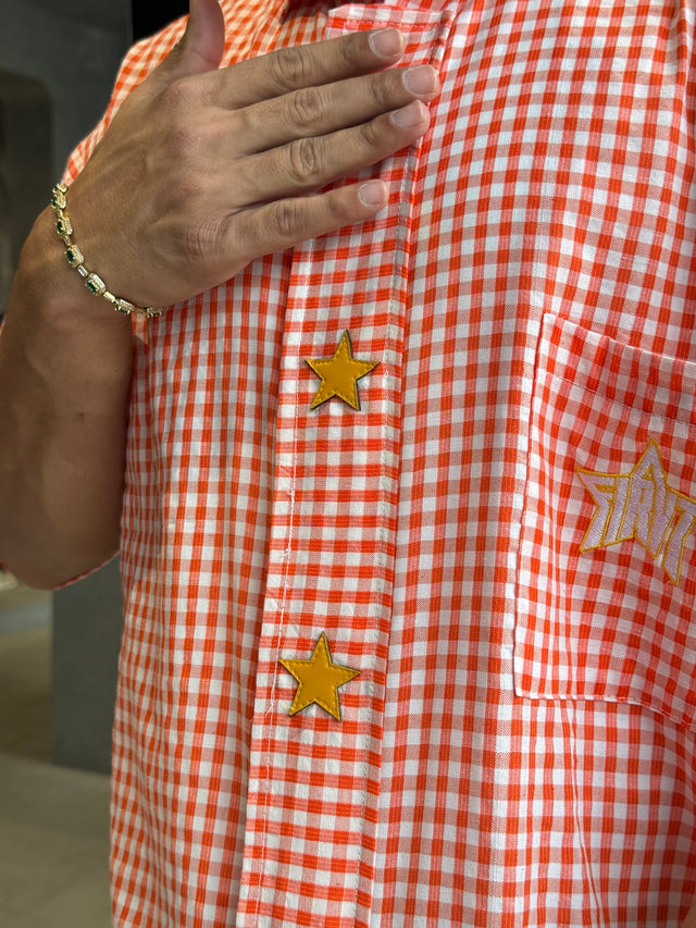 Orange Gingham Star Shirt