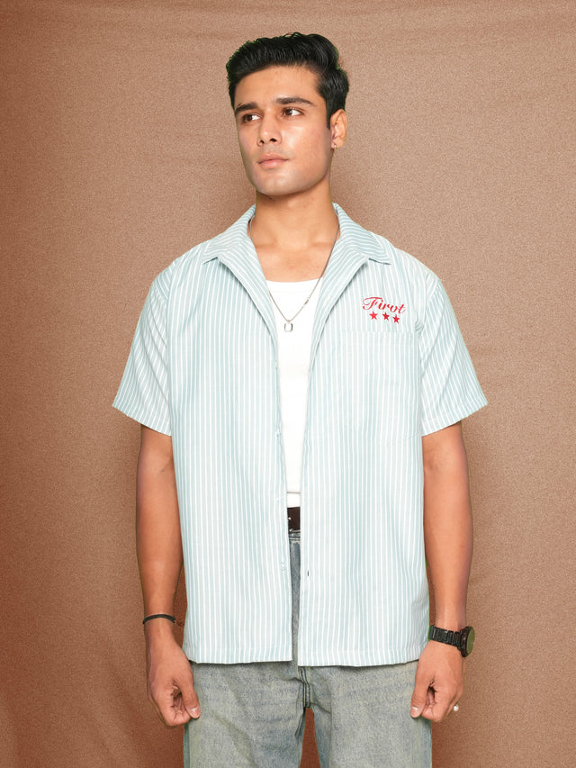 FIRVT STAR TEAL STRIPED SHIRT