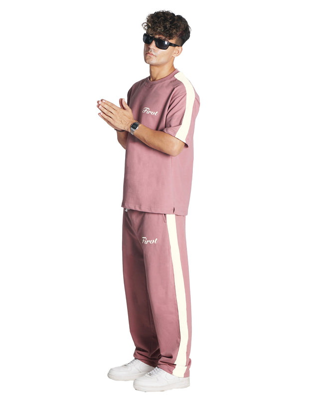 DUSTY PINK SIDE STRIPE T-SHIRT