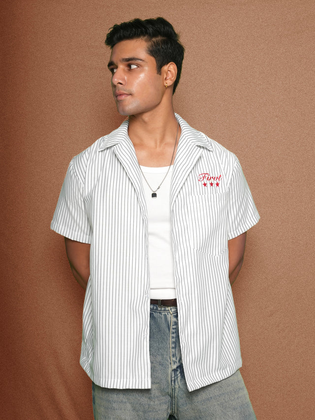 FIRVT STAR WHITE STRIPED SHIRT