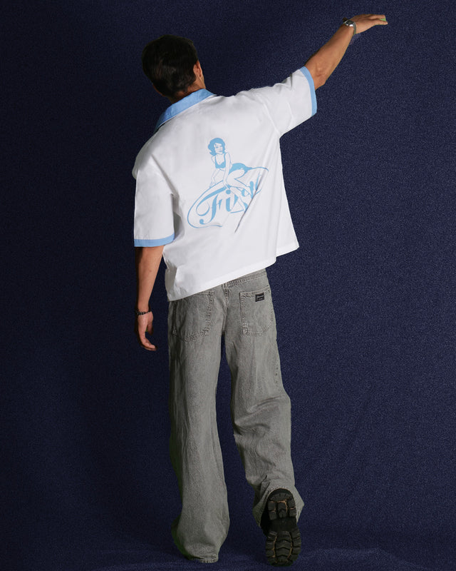 MISSCHIEF WHITE BOWLING SHIRT