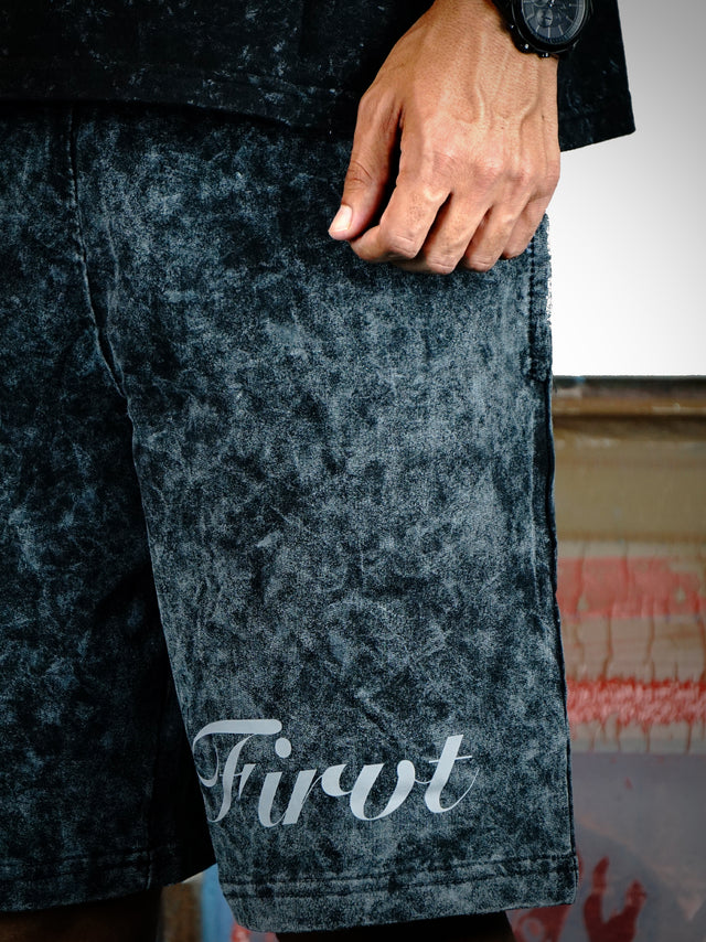 FIRVT ACID WASH SHORTS