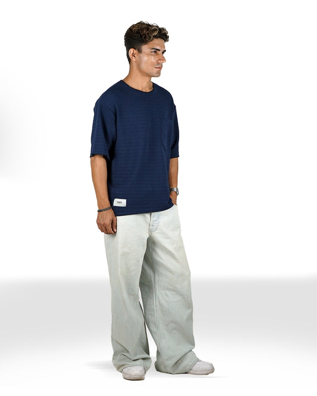 FIRVT PLEATED BLUE TSHIRT