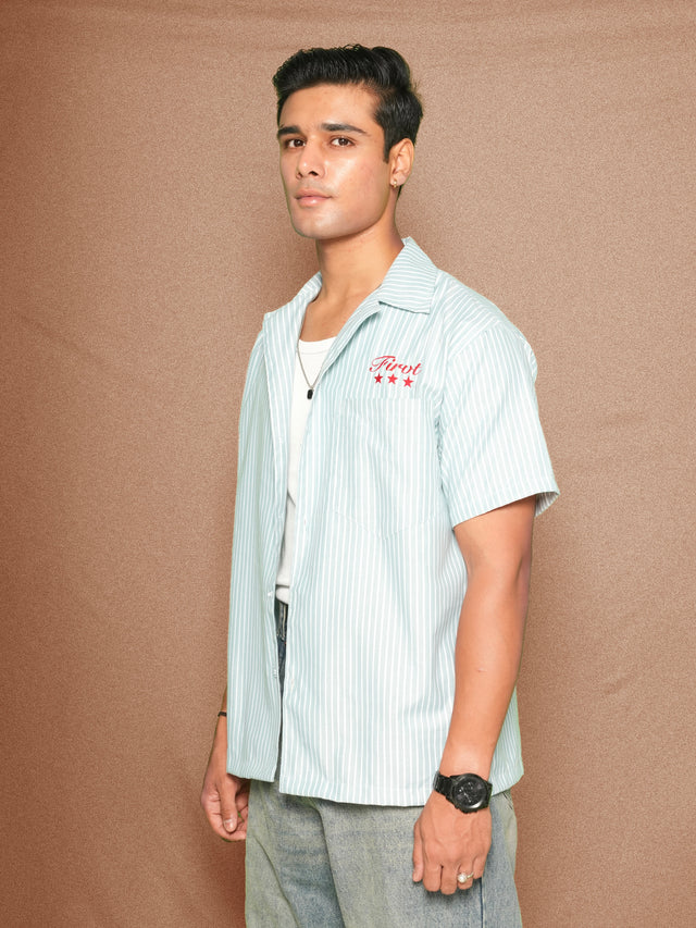 FIRVT STAR TEAL STRIPED SHIRT