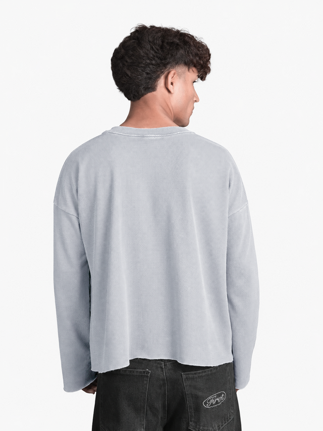 SILVER WASHED WAFFLE HENLEY