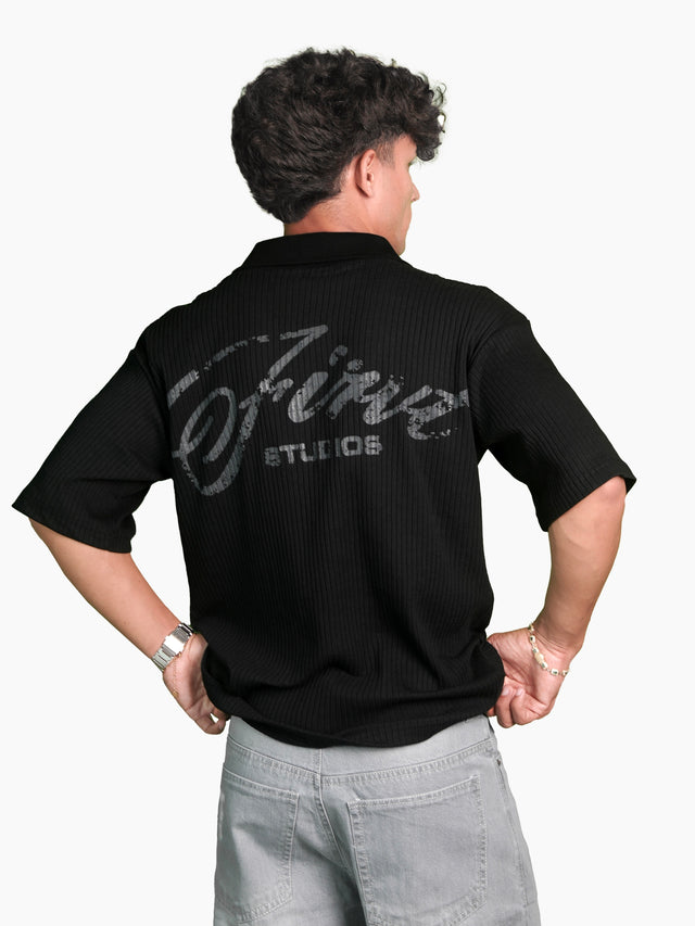 SIGNATURE RIB POLO BLACK