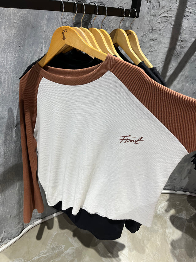 RAGLAN WAFFLE BROWN T-SHIRT
