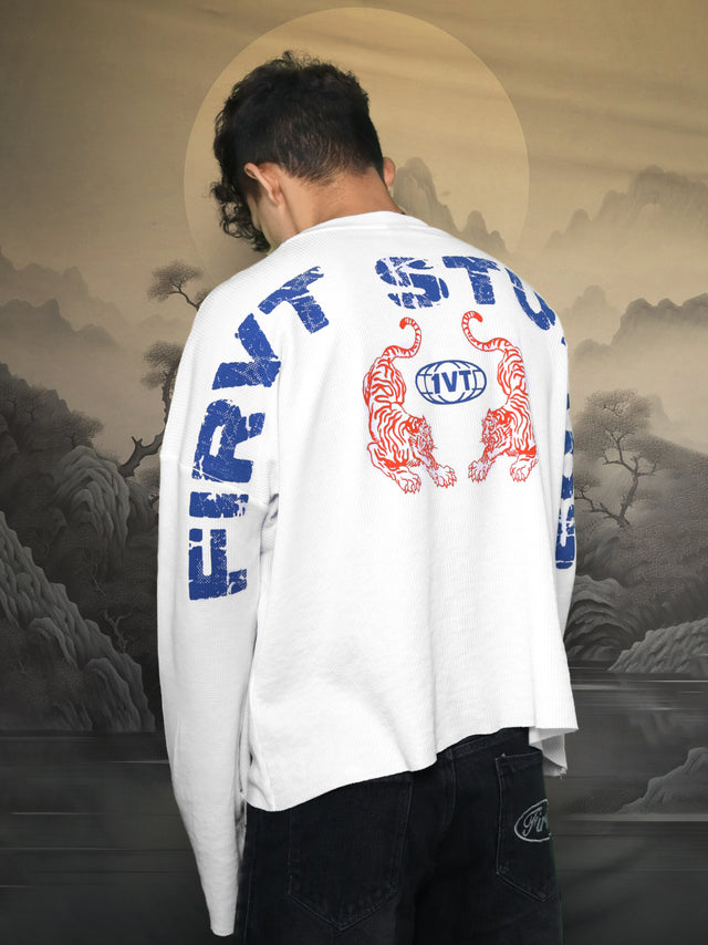 TWIN TIGERS WAFFLE FULL SLEEVE T-SHIRT
