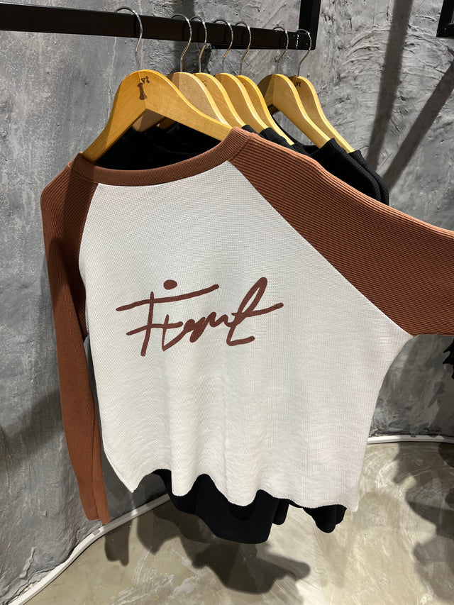 RAGLAN WAFFLE BROWN T-SHIRT