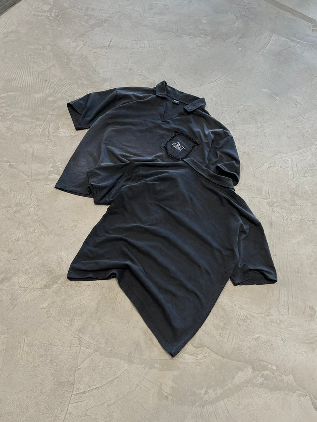 FIRVT CHARCOAL WASHED POLO
