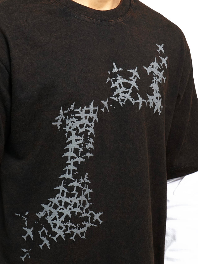 FIRVT FORCE FULL SLEEVE T-SHIRT BLACK ACID WASHED