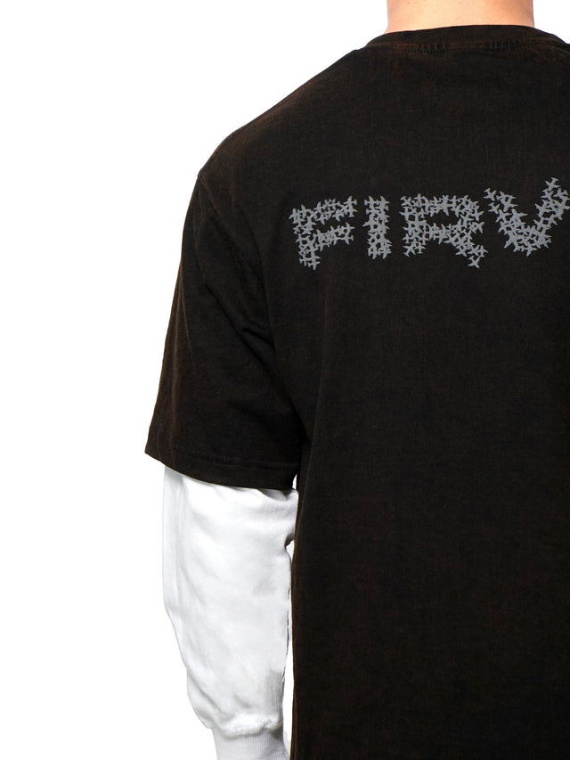 FIRVT FORCE FULL SLEEVE T-SHIRT BLACK ACID WASHED