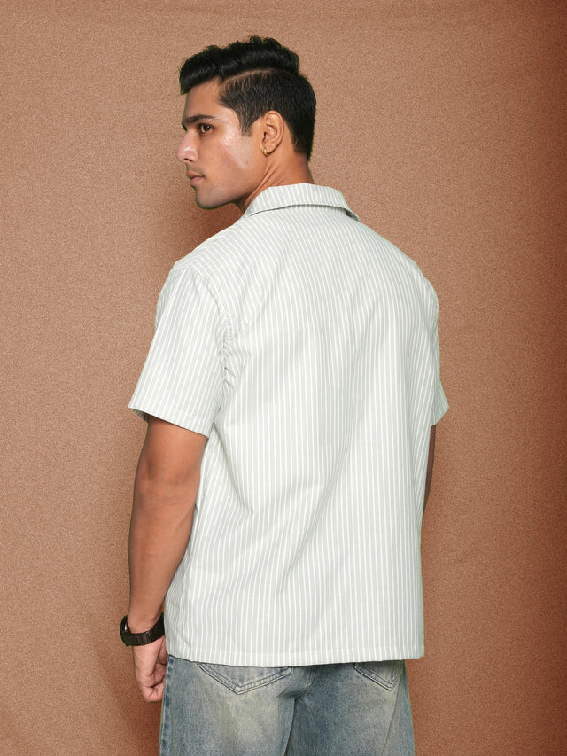FIRVT STAR SAGE GREEN STRIPED SHIRT